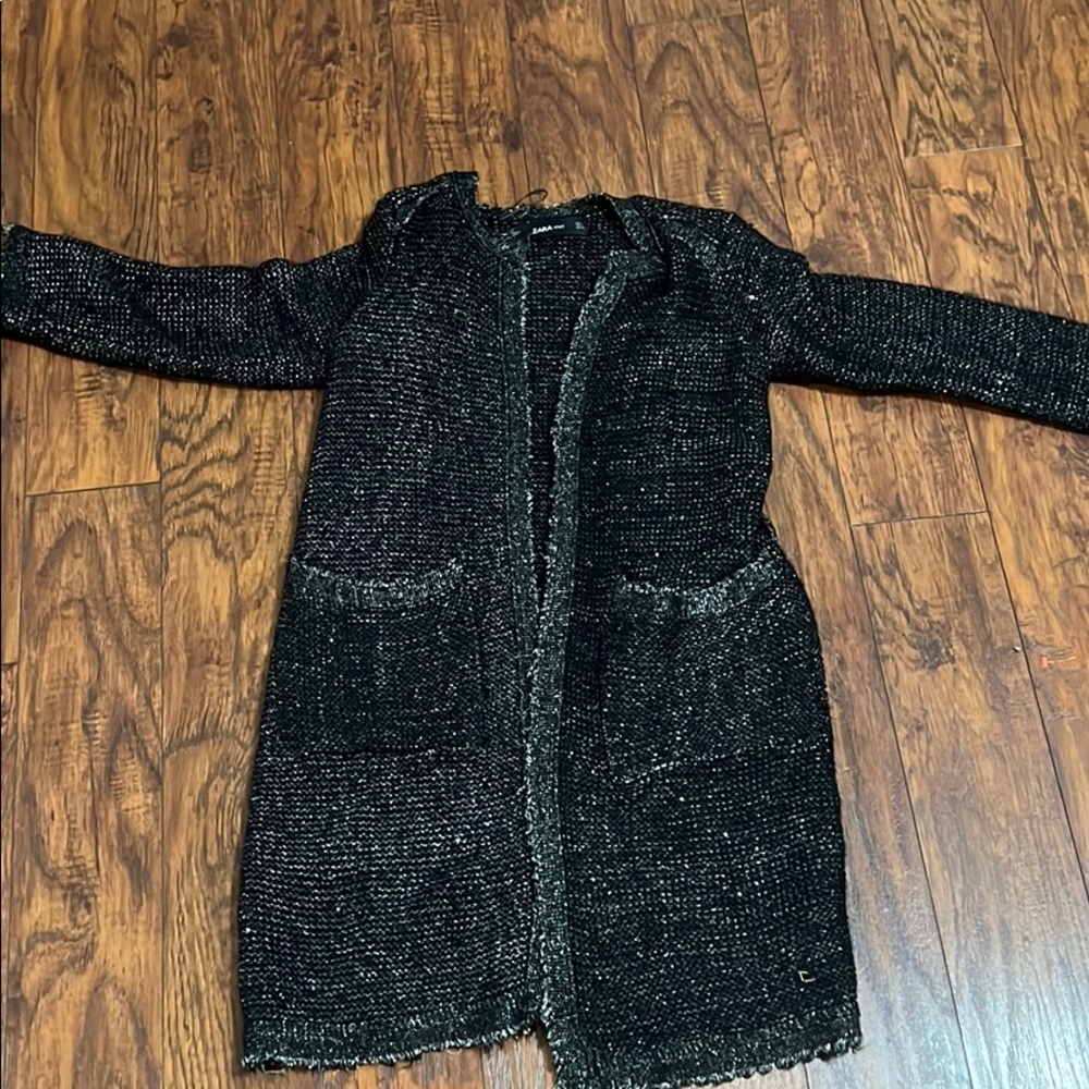 Sparkle tweed knit coat
